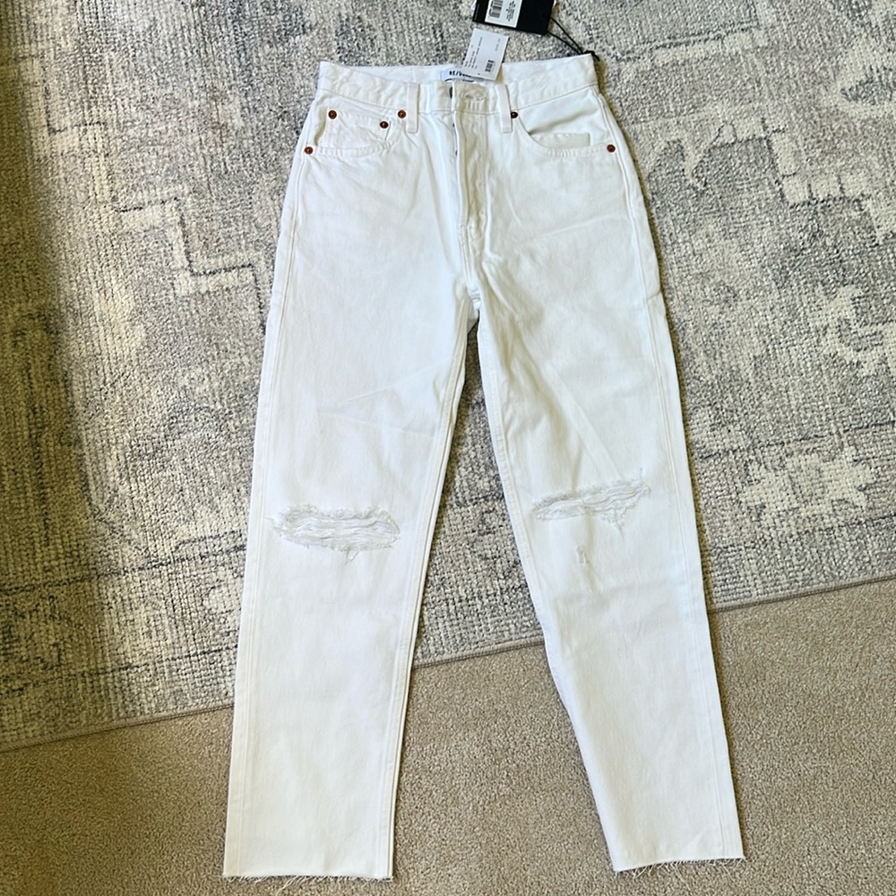 Re/Done 70s Stove Pipe white jeans